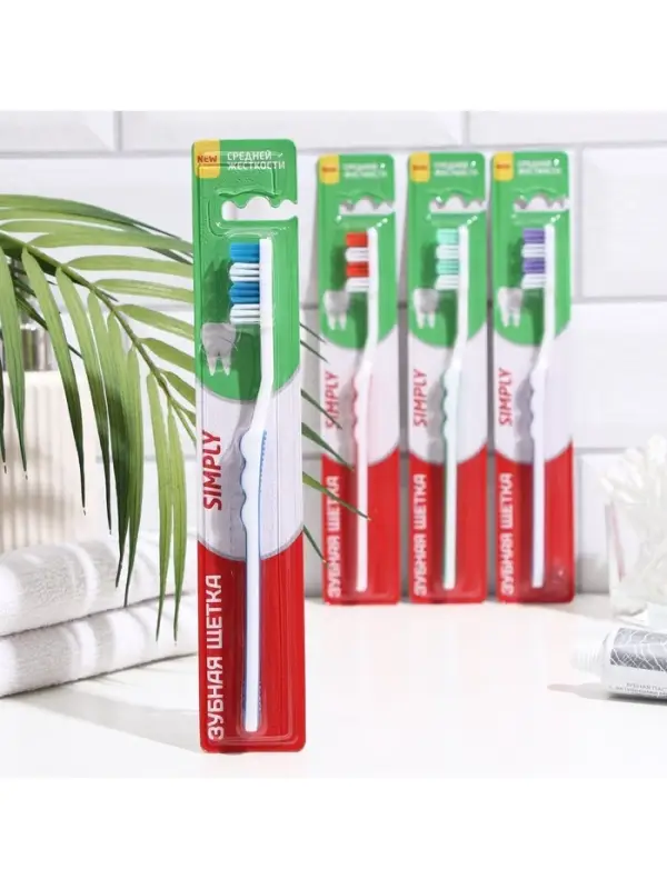 Зубная щётка Rendal Simply, средней жёсткости, 1 шт. МИКС