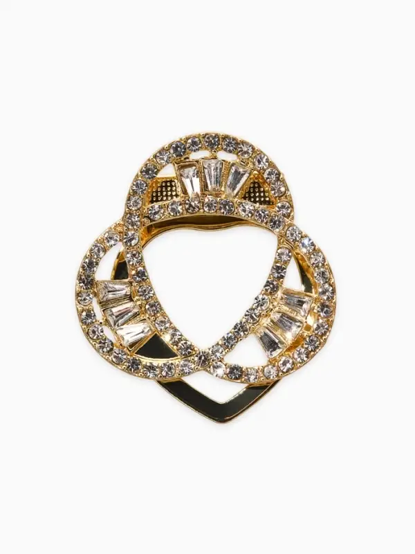 Зажим для платка &laquo;Три нити&raquo;, белый в золоте