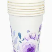 Стакан одноразовый бумажный &laquo;Сиреневые розы&raquo;, 250 мл