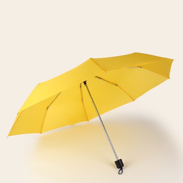 Зонт механический «Однотонный», 3 сложения, 8 спиц, R = 48 см, цвет жёлтый Зонт механический «Однотонный», 3 сложения, 8 спиц, R = 48 см, цвет жёлтый
