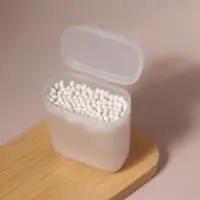 Органайзер для ватных палочек, с крышкой, 7.5&times;4&times;9 см, белый/полупрозрачный