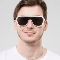 Очки солнцезащитные &laquo;OneSun. Маска&raquo;, uv 400, линза 4.5&times;5.8 см, белый, чёрный