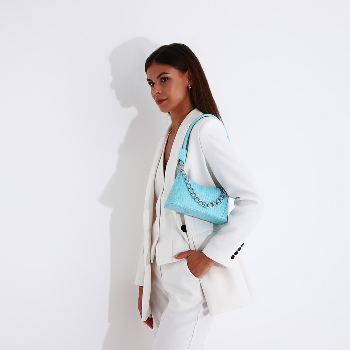 Сумка-багет на молнии, цвет голубой Сумка-багет на молнии, цвет голубой