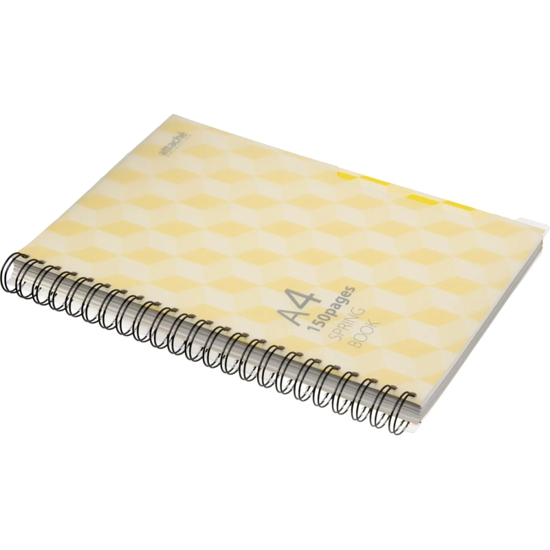 Бизнес-тетрадь А4,150л,кл,плас.спир.Attache Selection SPRING BOOK жел 84232