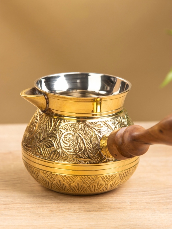 Турка Турка "Золотые узоры" латунь, с деревянной ручкой