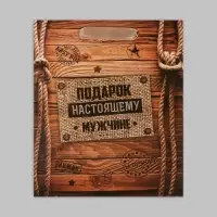 Пакет подарочный крафтовый, упаковка, «Подарок настоящему мужчине», 18 х 23 х 8 см
