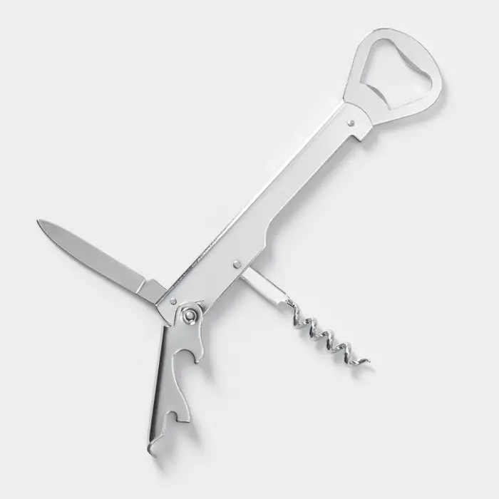 Штопор-открывашка Доляна &laquo;Универсальная&raquo;, h=14 см, серебристый