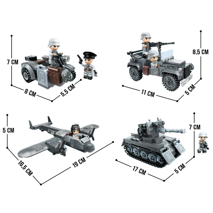 Конструктор блочный Вторая мировая война &laquo;Военный внедорожник&raquo;, 82 детали