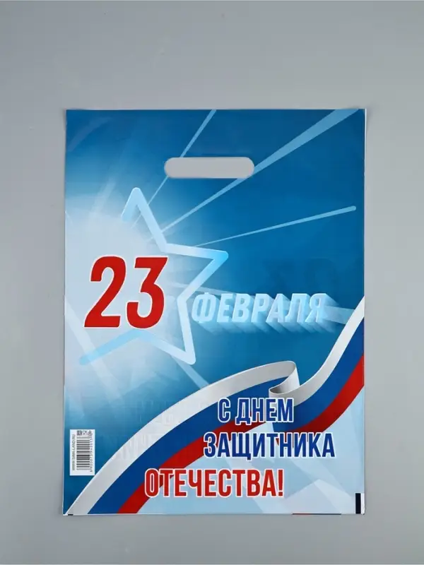 Пакет подарочный &laquo;23 февраля&raquo;, полиэтиленовый с вырубной ручкой, синий, 30&times;40 см, 50 мк