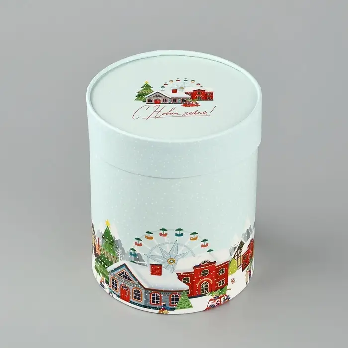 Коробка подарочная круглая &laquo;С Новым годом!&raquo;, 12&times;16 см