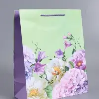 Пакет подарочный ламинированный "Цветы" 26 х 12 х 32 см