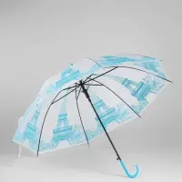 Зонт - трость полуавтоматический &laquo;Париж&raquo;, 8 спиц, R=46/55 см, d=92 см, рисунок МИКС