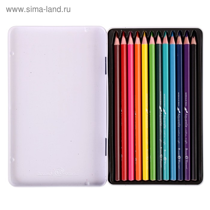 Карандаши акварельные 12 цветов Aquarelle, в металлической коробке с ложементом Карандаши акварельные 12 цветов Aquarelle, в металлической коробке с ложементом