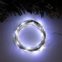 Гирлянда &laquo;Нить&raquo; 10 м, роса, IP20, серебристая нить, 100 LED, свечение белое, 12 В