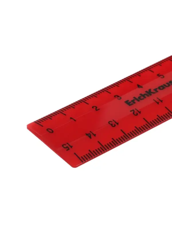 Линейка 15 см ErichKrause Classic, красная, флоупак