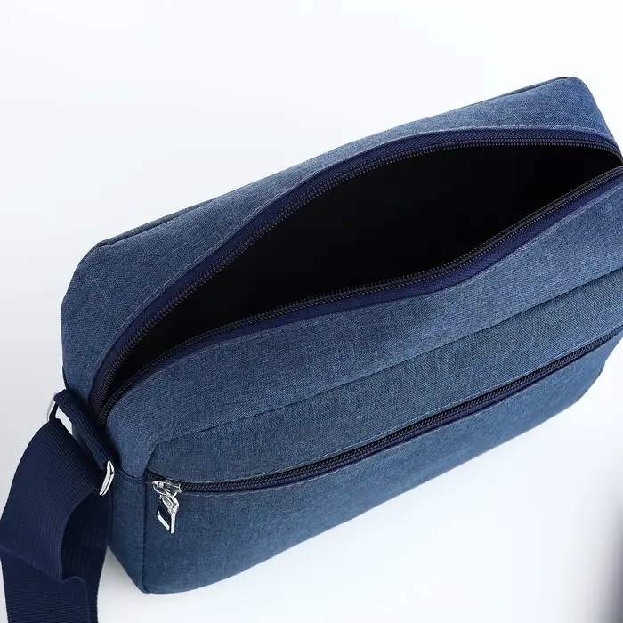 Сумка кросс-боди мужская на молнии, 2 наружных кармана, 27&times;10&times;20 см, синяя