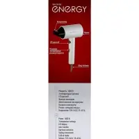 Фен Energy EN-856, 1600 Вт, 2 скорости, 3 температурных режима, ионизация, дисплей, белый Фен Energy EN-856, 1600 Вт, 2 скорости, 3 температурных режима, ионизация, дисплей, белый