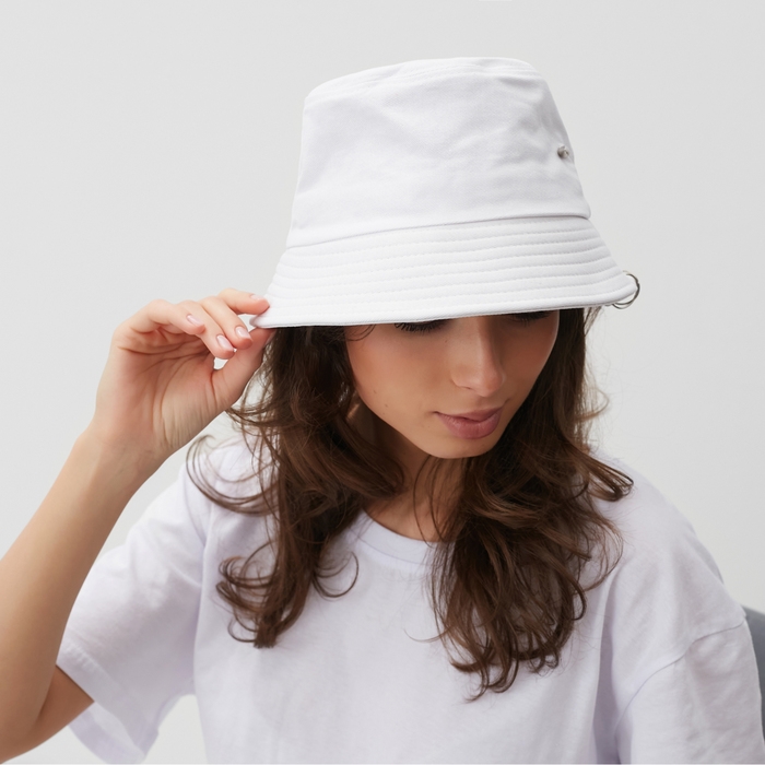 Панама MINAKU с кольцами, цвет белый, размер 56-58 Панама MINAKU с кольцами, цвет белый, размер 56-58