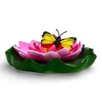 Садовая фигура 10 х 11 х 6 см  водоплавающая  "Лотос с бабочкой"