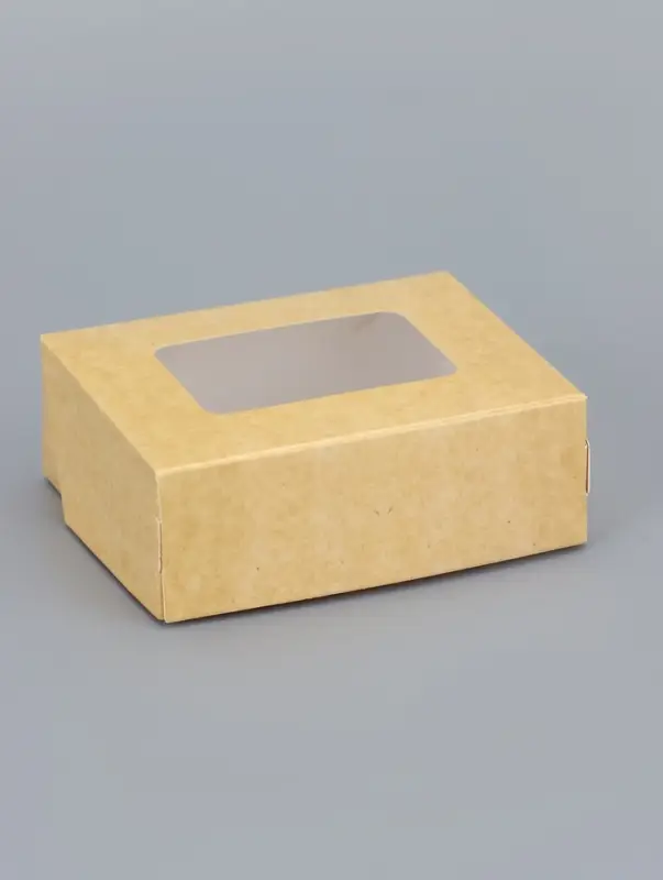 Контейнер на вынос, с окном, крафт, 10×8×3.5 см Контейнер на вынос, с окном, крафт, 10×8×3.5 см