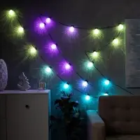 Умная гирлянда &laquo;Нить&raquo; 6 м с насадками &laquo;Пузырьки&raquo;, IP20, тёмная нить, 20 LED, свечение RGB, USB