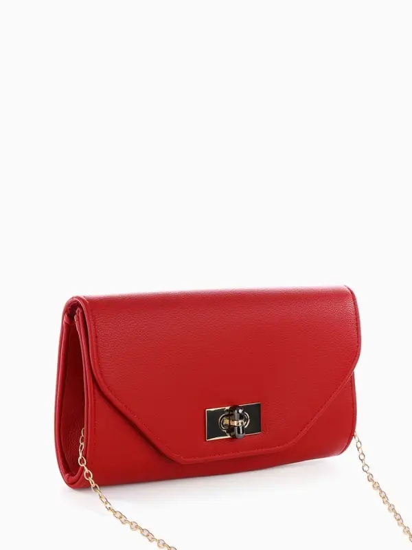 Сумка-клатч женская вечерняя на клапане, на золотистой цепочке, однотонная, бордовая