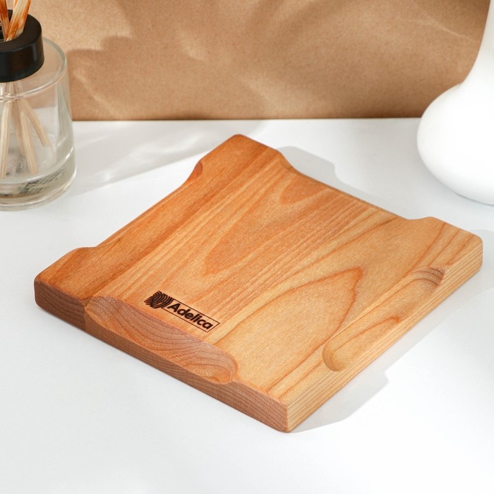 Доска разделочная деревянная Adelica «Пикничок», 15×15×1,8 см, пропитана минеральным маслом, берёза