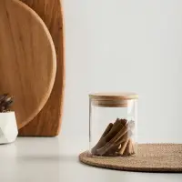 VETTA ЭКО Эллипс Банка для хранения 450мл, 10х8,5см, стекло, бамбук