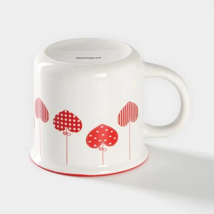 Кружка фарфоровая Доляна «14 февраля. Сердца», 370 мл, цвет белый Кружка фарфоровая Доляна «14 февраля. Сердца», 370 мл, цвет белый