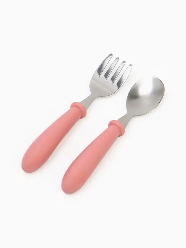 Набор детских столовых приборов в футляре: вилка, ложка Крошка Я розовый Набор детских столовых приборов в футляре: вилка, ложка Крошка Я розовый