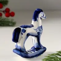 Сувенир Лошадка-качалка, 9х7,5 см , гжель