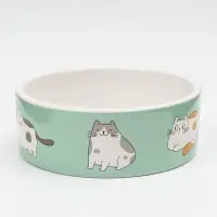 Миска &laquo;Котяры&raquo;, 300 мл, 12.5&times;12.5&times;4.5 см, керамика, зелёная, белая