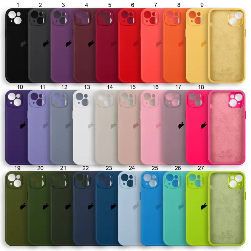 Чехол для iPhone 14 Plus Silicone Сase APL WS (закрытый низ+камера) с лого