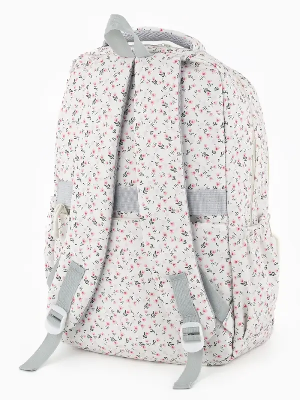 Рюкзак школьный для девочки &laquo;Цветочки&raquo;, 4 кармана, 31&times;13&times;48 см, белый