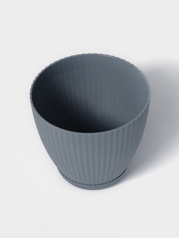 Горшок круглый  Горшок круглый "Ribbed" 13,5х13,5х12 см, цвет синий