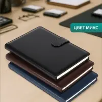 Ежедневник недатированный А5, 100 листов в клетку, с хлястиком, обложка ПВХ, МИКС