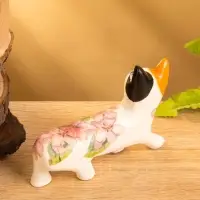 Сувенир «Котик в цветах», 13×3×9 см, дерево, бело-оранжевый