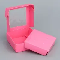 Коробка для бижутерии с PVC окном 8×8×3 см, розовый