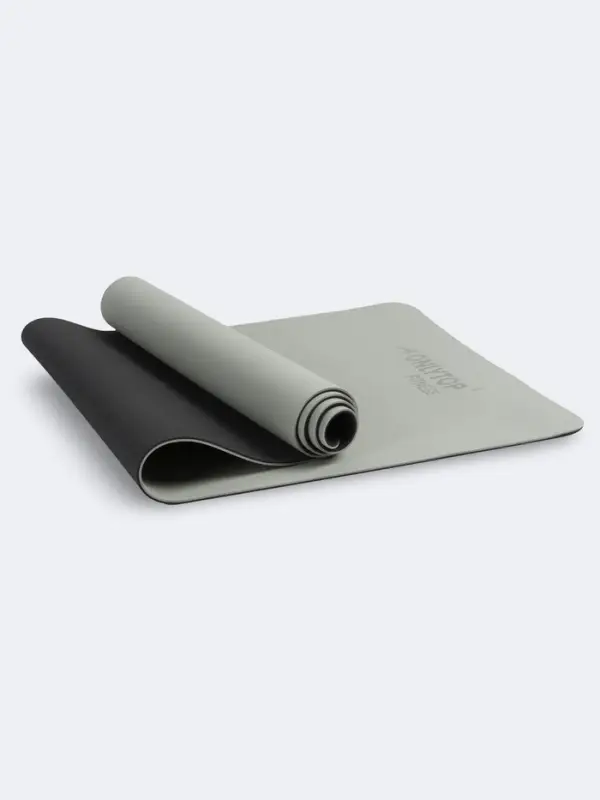 Коврик для фитнеса и йоги ONLYTOP, нескользящий, 183&times;61&times;0.6 см, серый, чёрный