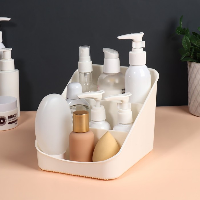 Органайзер для хранения косметических принадлежностей «Zoy», 17,4 × 14,9 см, цвет слоновая кость Органайзер для хранения косметических принадлежностей «Zoy», 17,4 × 14,9 см, цвет слоновая кость