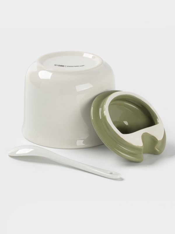 Сахарница с ложкой Доляна Сахарница с ложкой Доляна "Цветы" цвет белый 10х9 см 300 мл