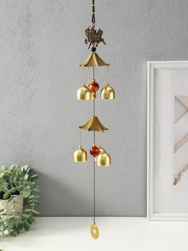 Музыка ветра &laquo;Дракон&raquo;, 6 колокольчиков, под бронзу, 45 см