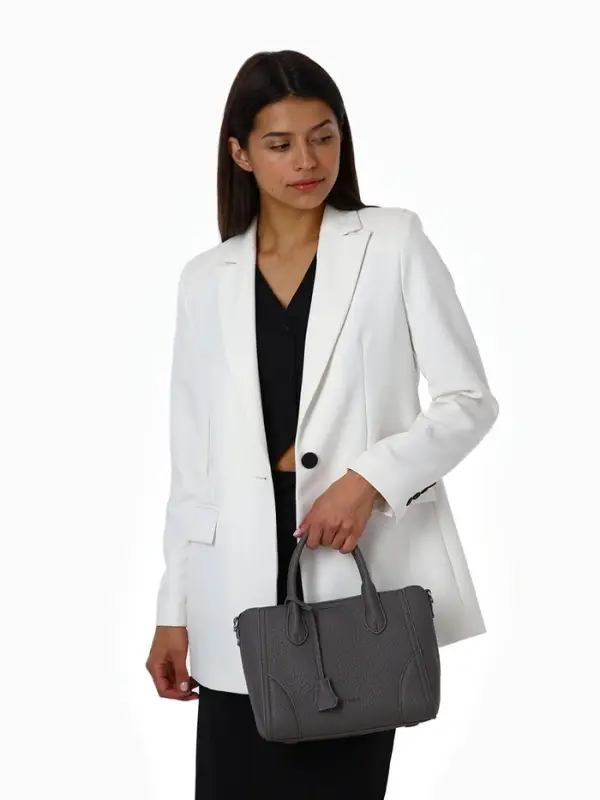 Сумка женская тоут TEXTURA на молнии, 25&times;7&times;21 см, однотонная, серая