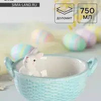 Конфетница Доляна &laquo;Зайка&raquo;, 19.5&times;16.5&times;12.5 см, доломит, голубая