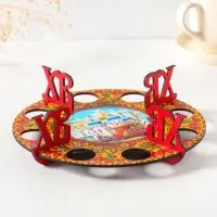 Подставка пасхальная на 8 яиц с хохломой №1. Д 20 см.