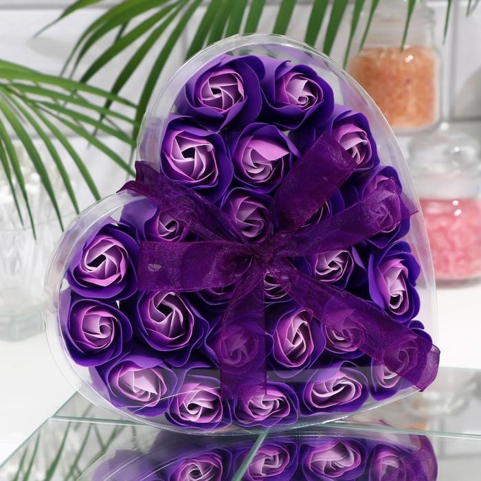 Мыльные розочки, фиолетово-белые, набор 24 шт. Мыльные розочки, фиолетово-белые, набор 24 шт.