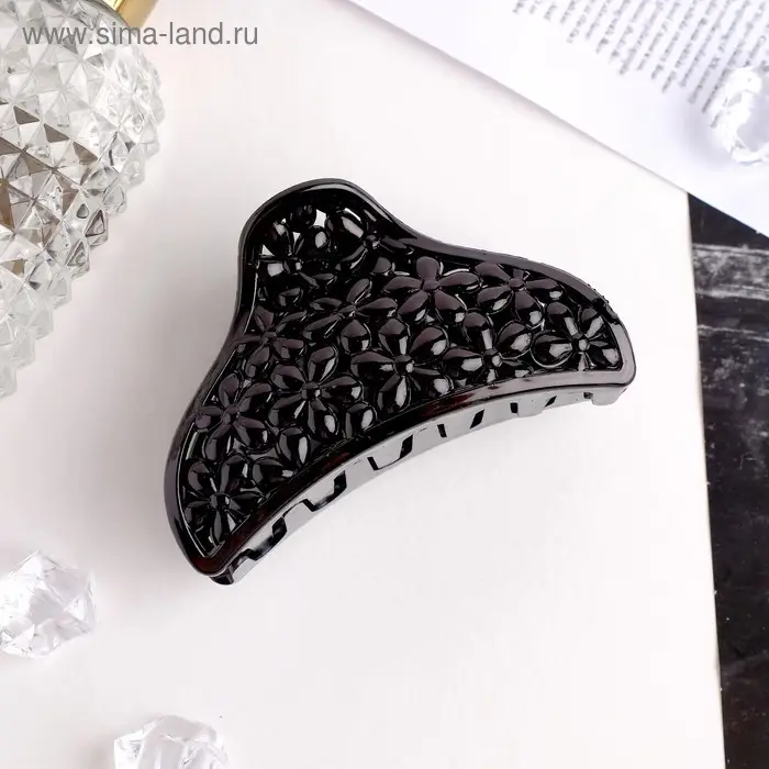 Крабик для волос «Классик», цветочки, 8.5 см, чёрный Крабик для волос «Классик», цветочки, 8.5 см, чёрный