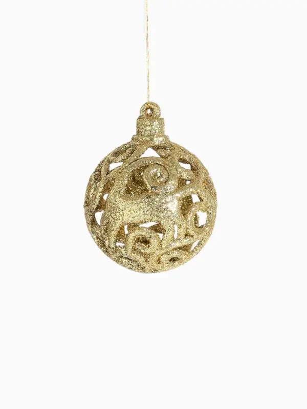 Ёлочные игрушки &laquo;Ёлочка в кружевах&raquo;, шары новогодние, d=6 см, набор 9 шт., золотистый