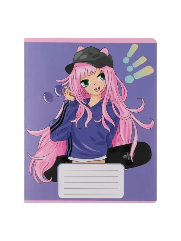 Комплект тетрадей из 10 штук, 12 листов в частую косую линию Calligrata "Аниме", обложка мелованный картон, ВД-лак, блок офсет, 5 видов по 2 штуки