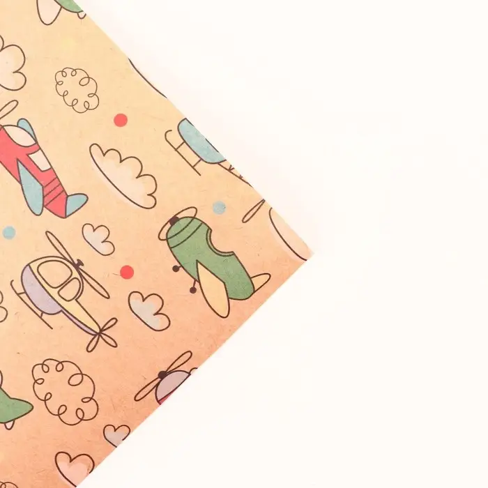 Бумага упаковочная крафтовая &laquo;Самолёты&raquo;, 50 х 70 см